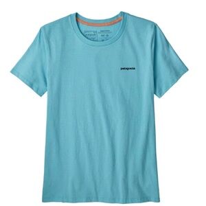Patagonia Womens P-6 Logo Organic Crew T-shirt Iggy Blue Size Medium EUC